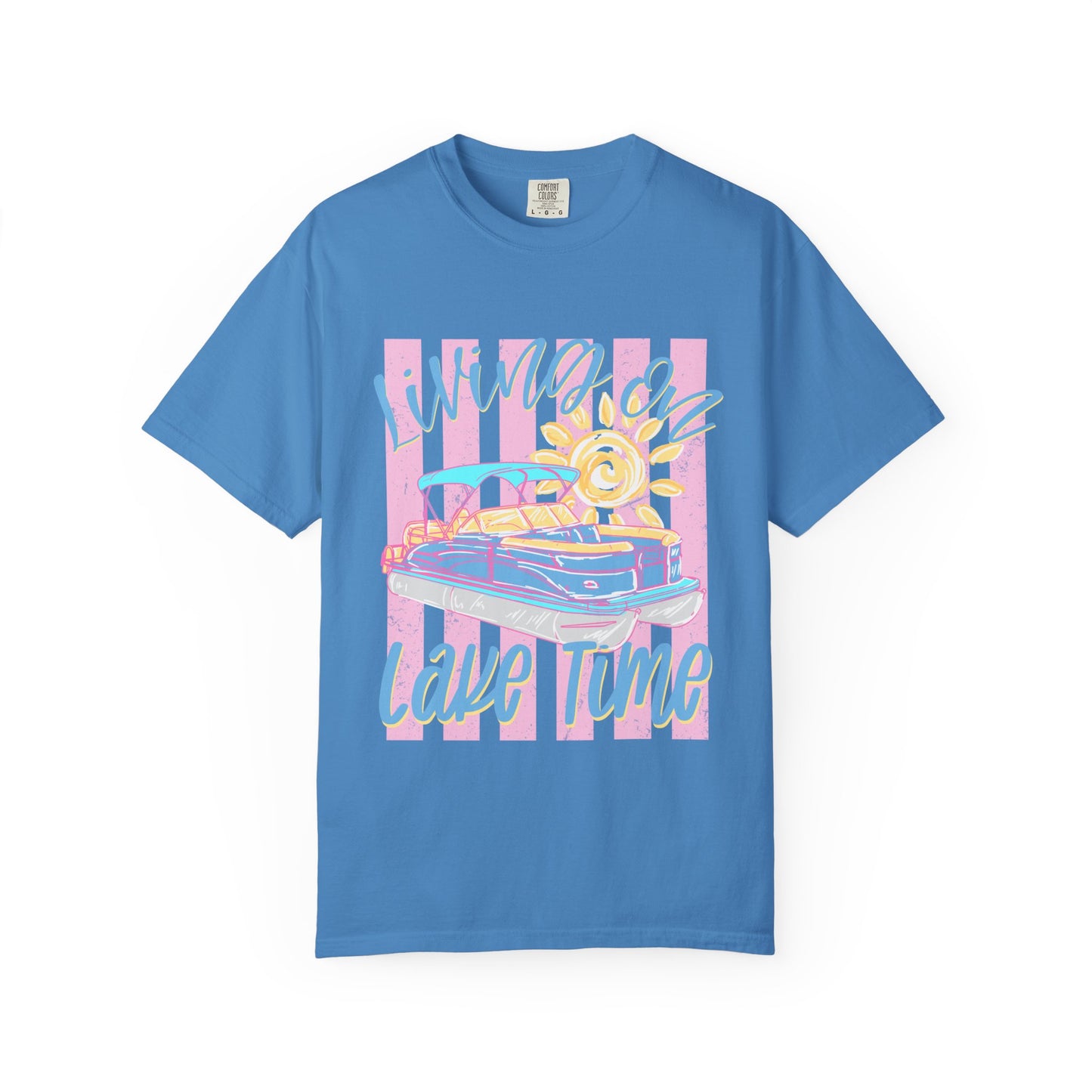 Retro Convertible 'Living on Lake Time' T-Shirt — Summer Vacation Boat Tee