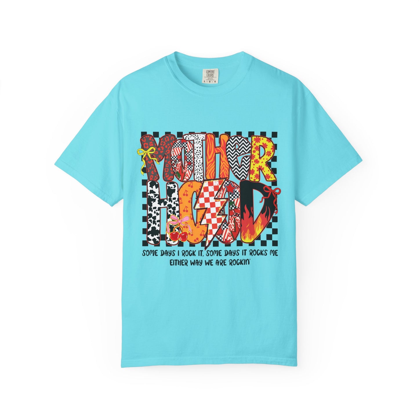 T-Shirt — 'Mother Hood' Retro Graphic Tee with Colorful Doodle Typography