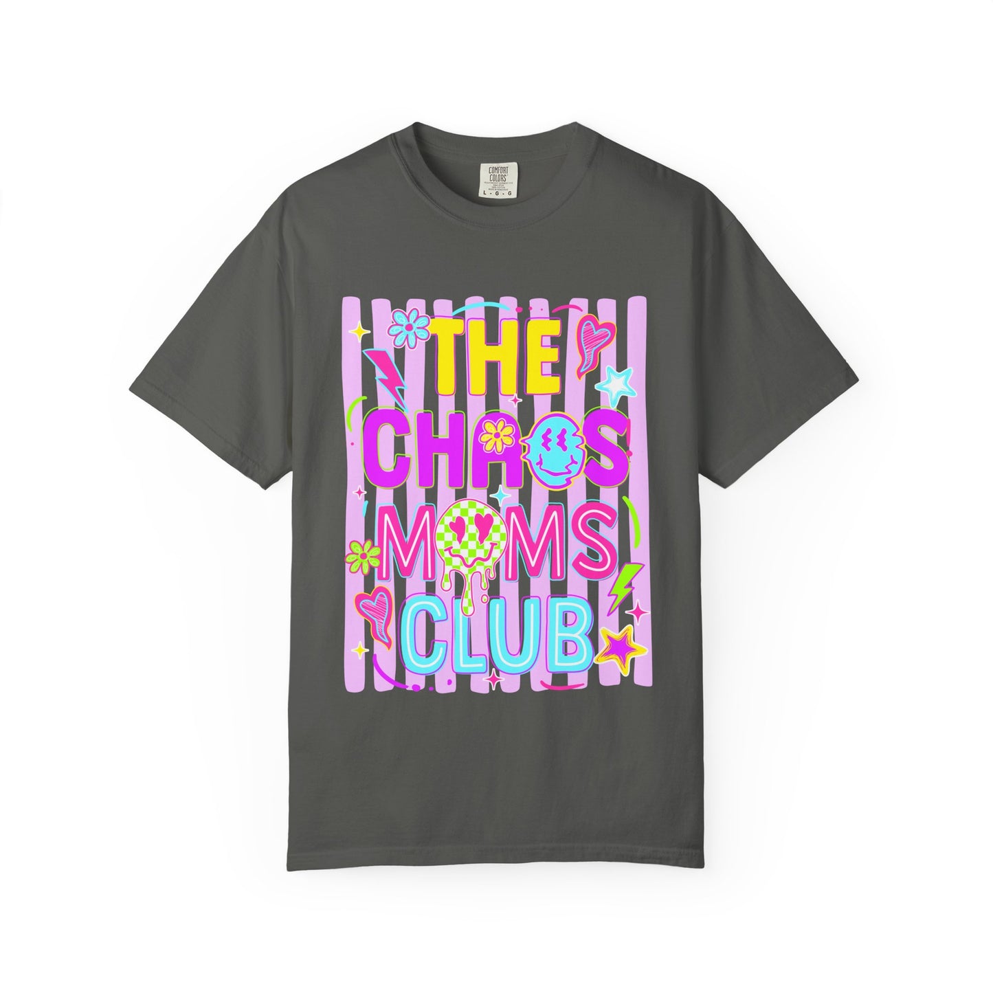 T‑Shirt — "The Chaos Moms Club" Colorful Graphic Tee for Fun, Playful Moms
