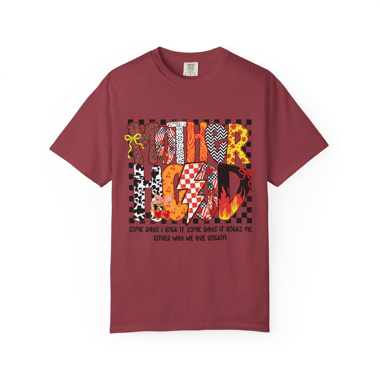 T-Shirt — 'Mother Hood' Retro Graphic Tee with Colorful Doodle Typography