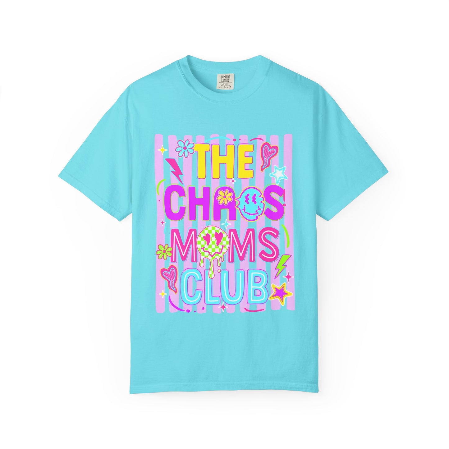 T‑Shirt — "The Chaos Moms Club" Colorful Graphic Tee for Fun, Playful Moms
