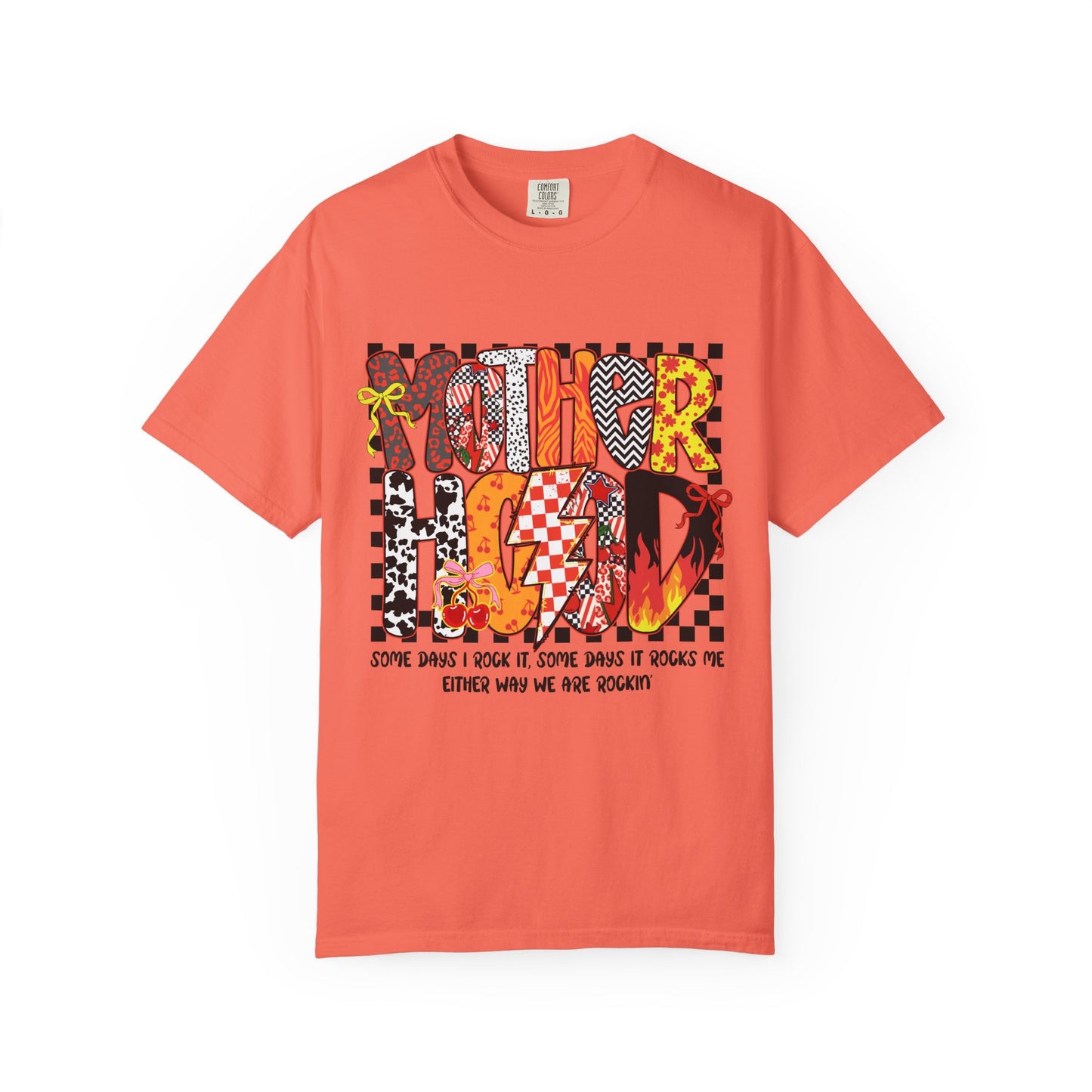 T-Shirt — 'Mother Hood' Retro Graphic Tee with Colorful Doodle Typography