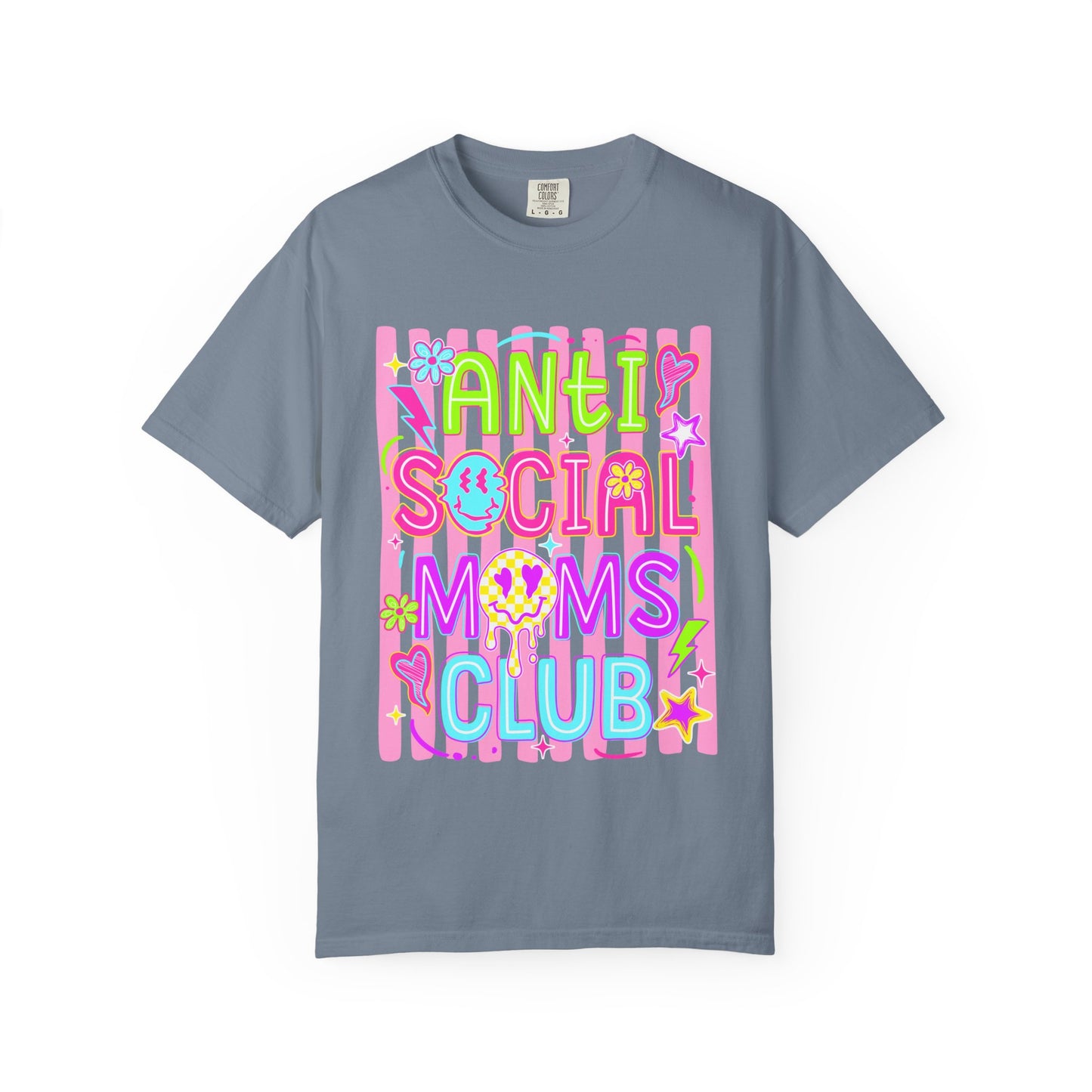 Anti Social Moms Club T-Shirt — Cute Pastel Graphic Tee for Introverted Moms