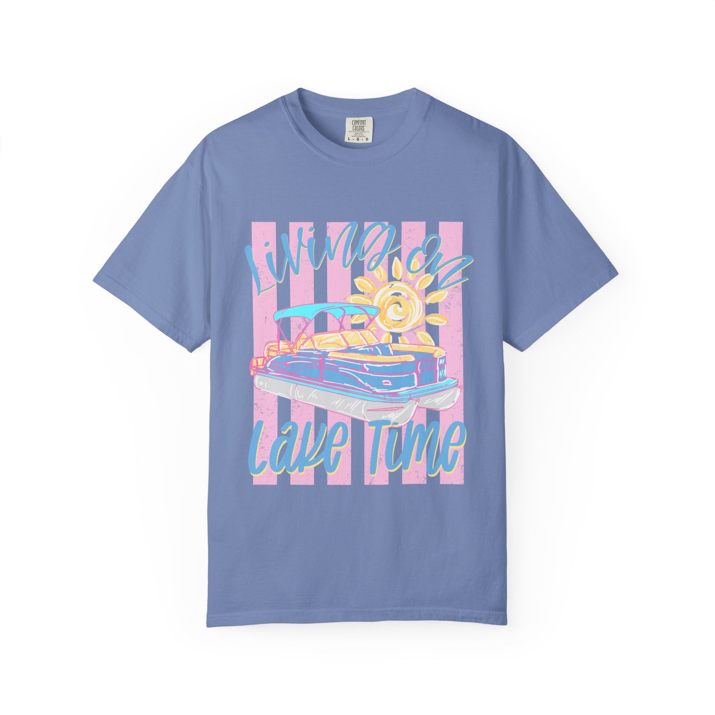 Retro Convertible 'Living on Lake Time' T-Shirt — Summer Vacation Boat Tee