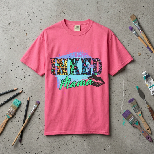 Inked Mama T‑Shirt — Colorful Leopard Print Tattoo Mom Tee