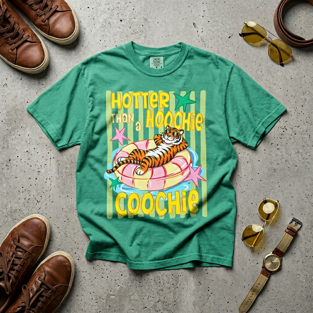 Hotter Than Hoochie Coochie T-Shirt — Retro Tiger Float Summer Tee