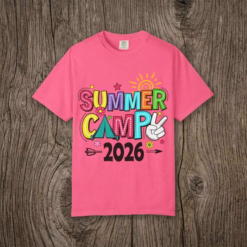 Summer Camp 2026 T-Shirt — Kids Camp Shirt with Colorful Retro Design
