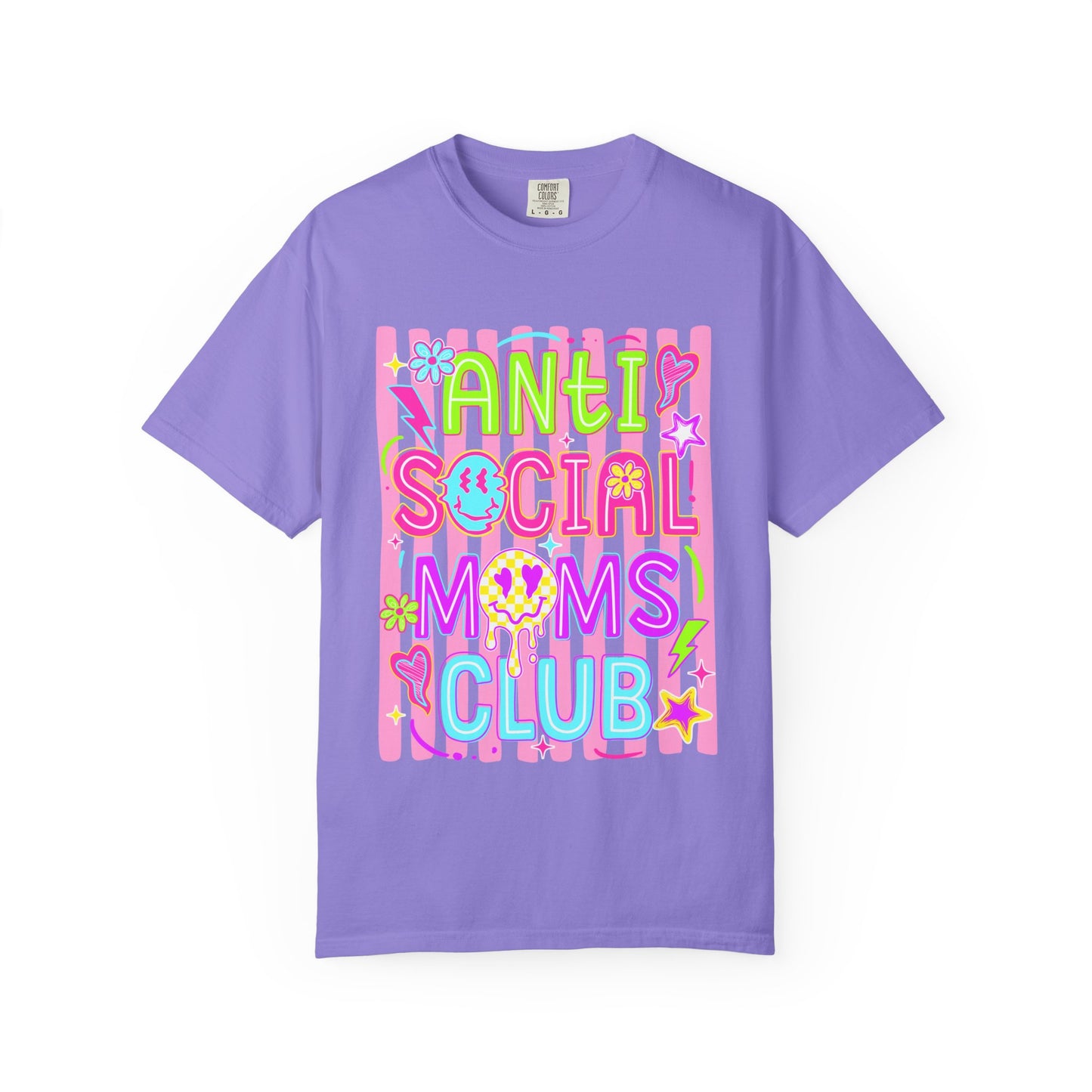 Anti Social Moms Club T-Shirt — Cute Pastel Graphic Tee for Introverted Moms