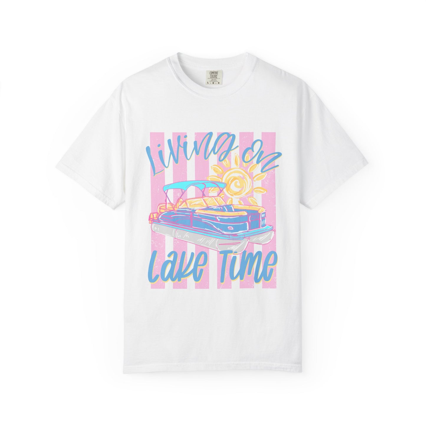 Retro Convertible 'Living on Lake Time' T-Shirt — Summer Vacation Boat Tee