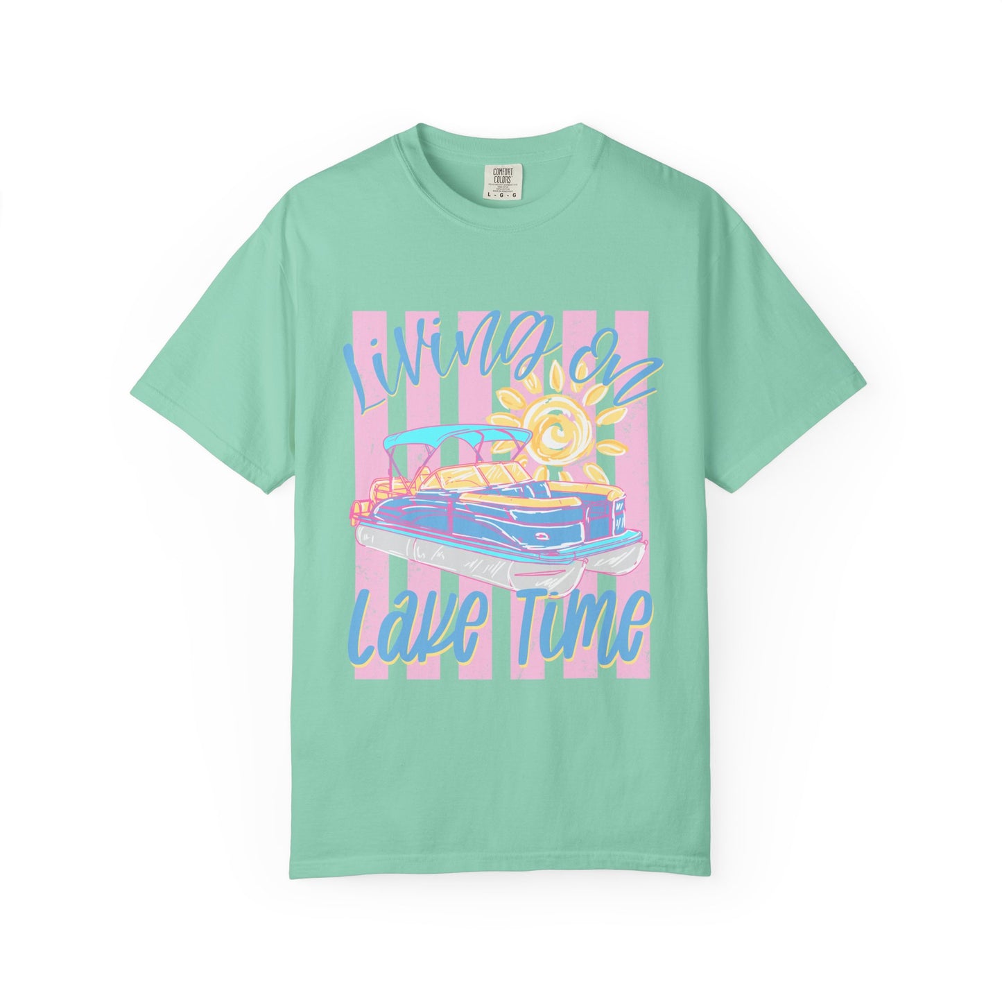 Retro Convertible 'Living on Lake Time' T-Shirt — Summer Vacation Boat Tee