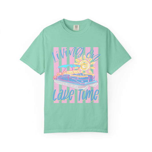 Retro Convertible 'Living on Lake Time' T-Shirt — Summer Vacation Boat Tee