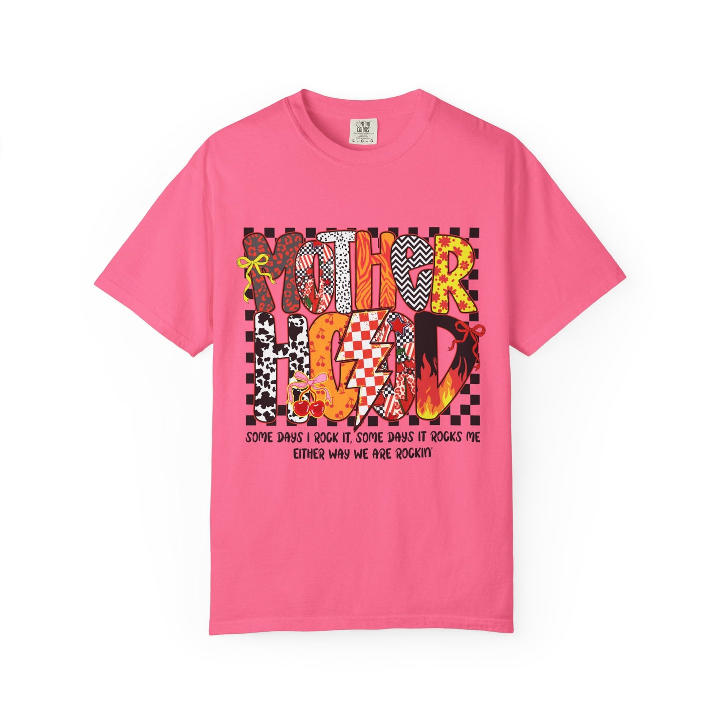 T-Shirt — 'Mother Hood' Retro Graphic Tee with Colorful Doodle Typography