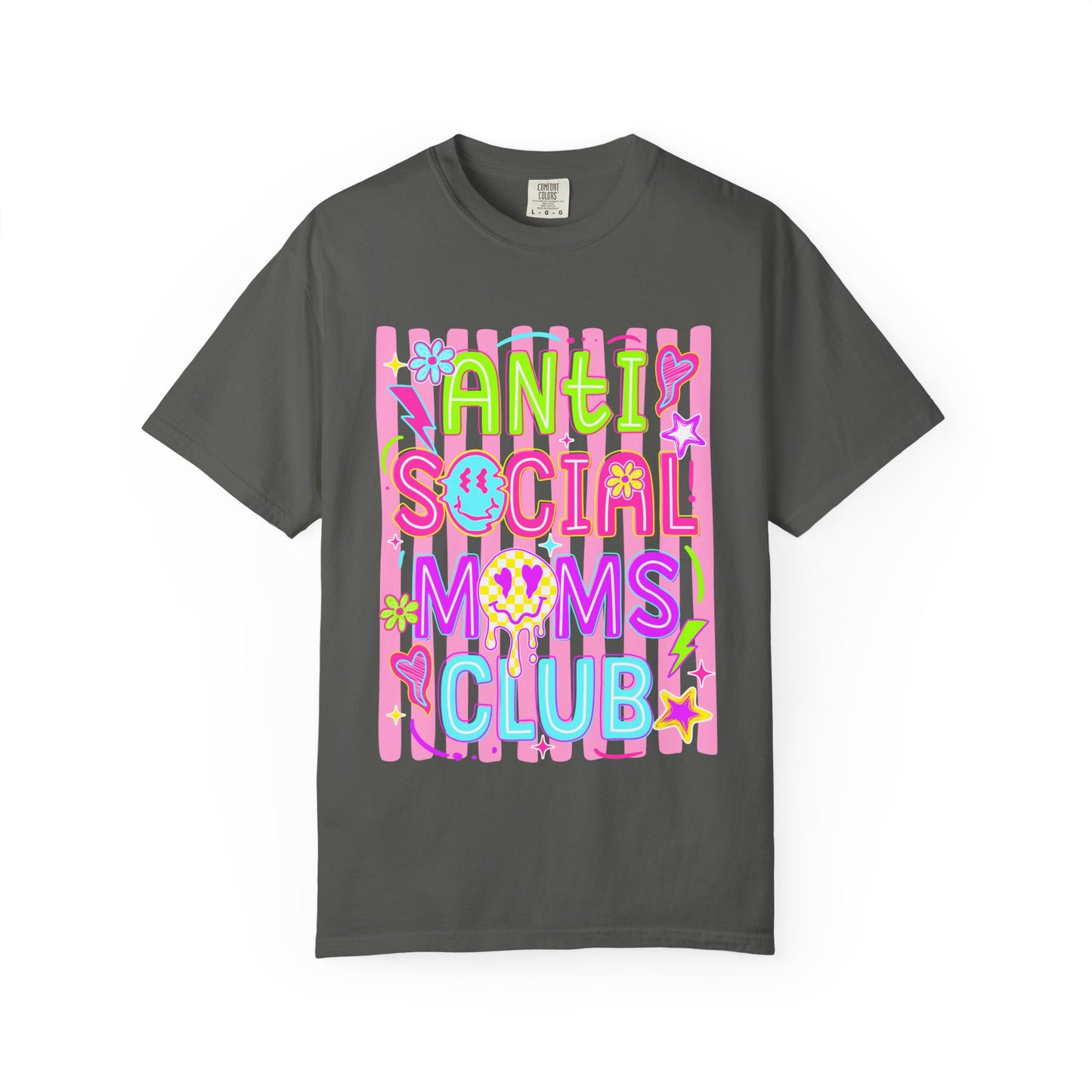 Anti Social Moms Club T-Shirt — Cute Pastel Graphic Tee for Introverted Moms