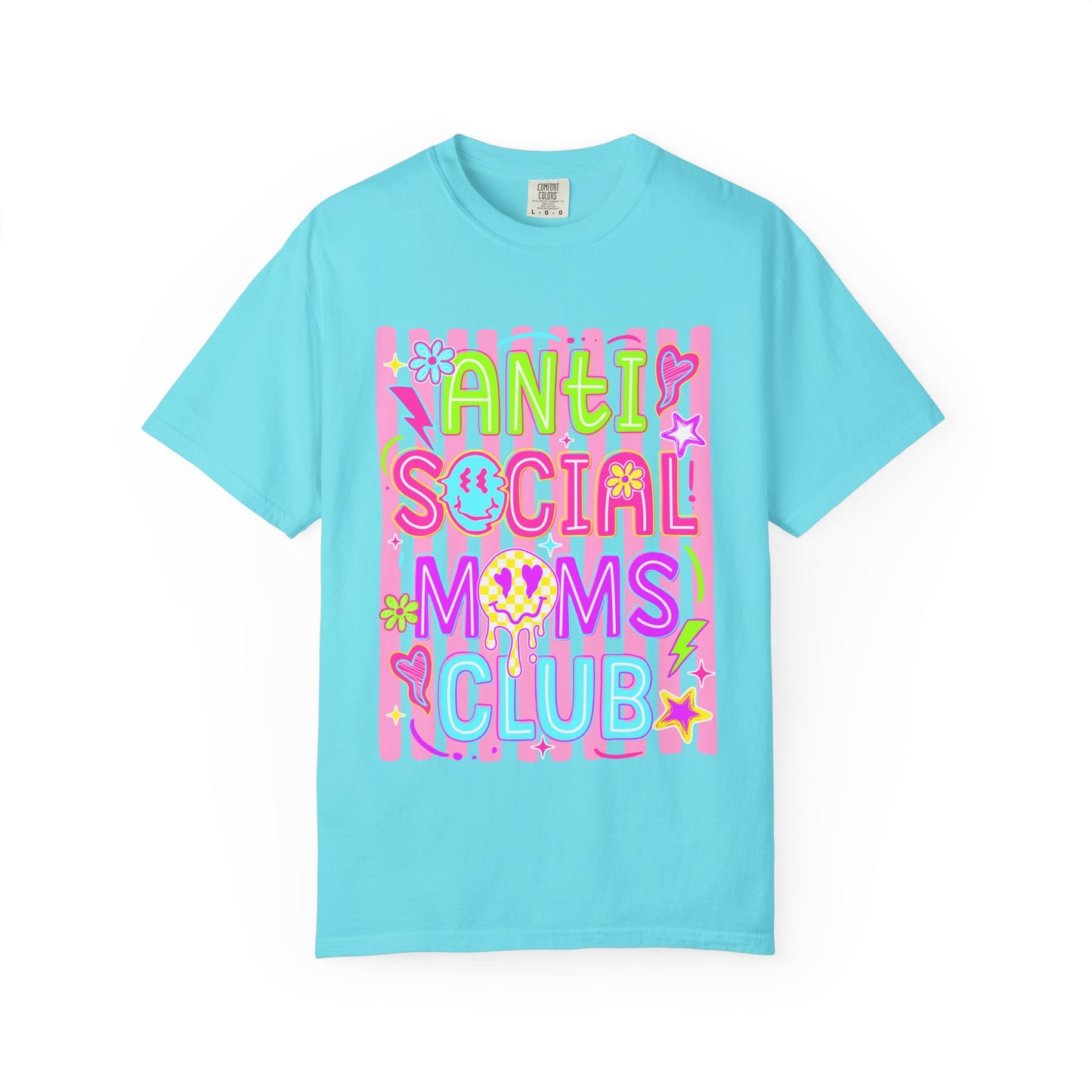 Anti Social Moms Club T-Shirt — Cute Pastel Graphic Tee for Introverted Moms