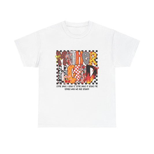 White 'MotherHood' Checkered/ Multi Patterned T‑Shirt